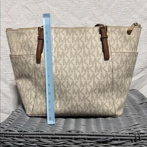 Michael Kors Cream and Brown Logo Tote
